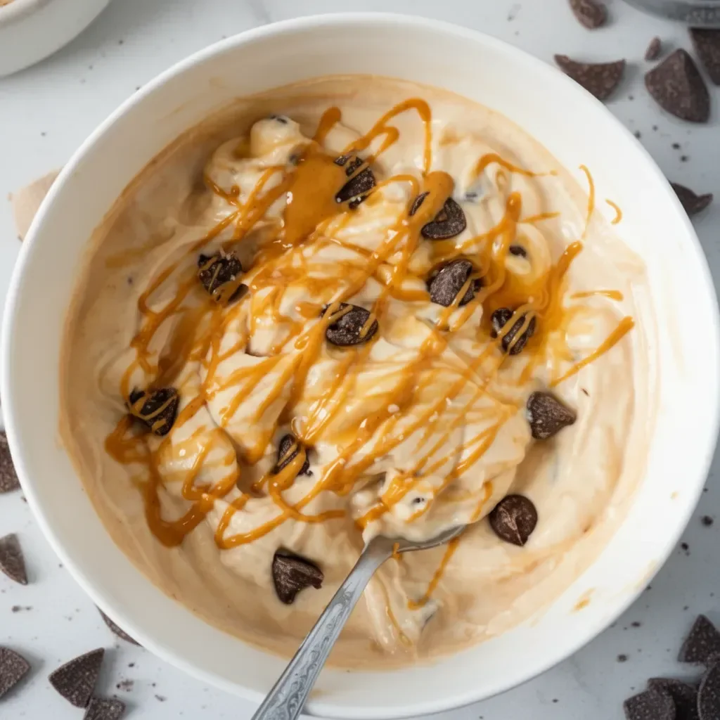 Yogur Griego de Masa de Galleta con Chips de Chocolate en un bowl.