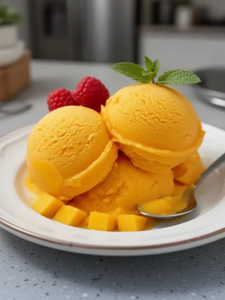 Sorbete de Mango Fácil (¡Sin Máquina de Helados!)