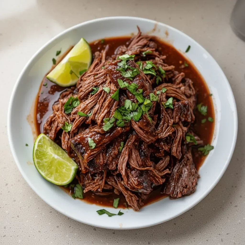 Barbacoa de res cocinada en Instant Pot con ingredientes frescos