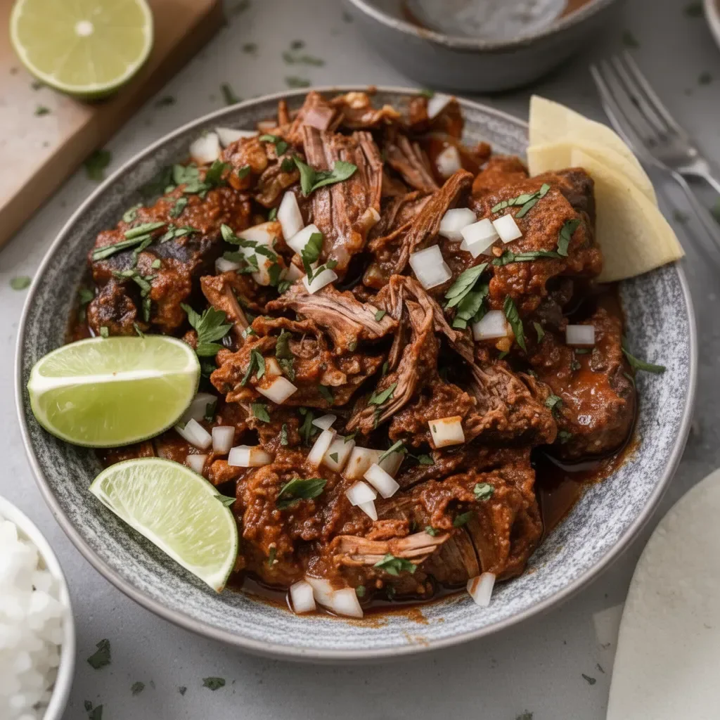 Plato de Birria de Res con guarniciones tradicionales