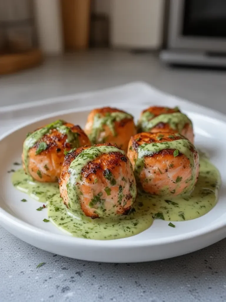 Bolas de Salmón con Salsa Cremosa de Aguacate: Ideas Saludables para la Cena