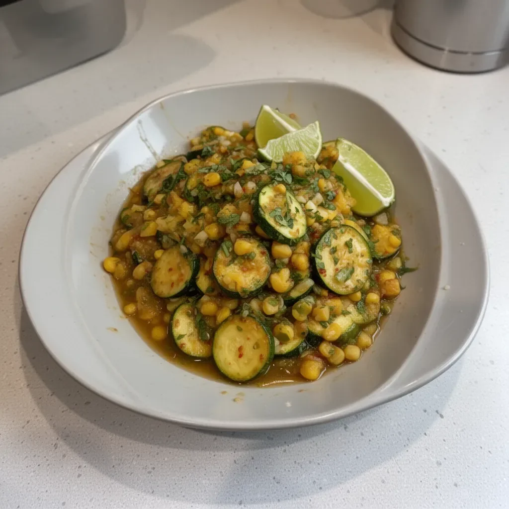Deliciosas calabacitas preparadas con verduras frescas y especias