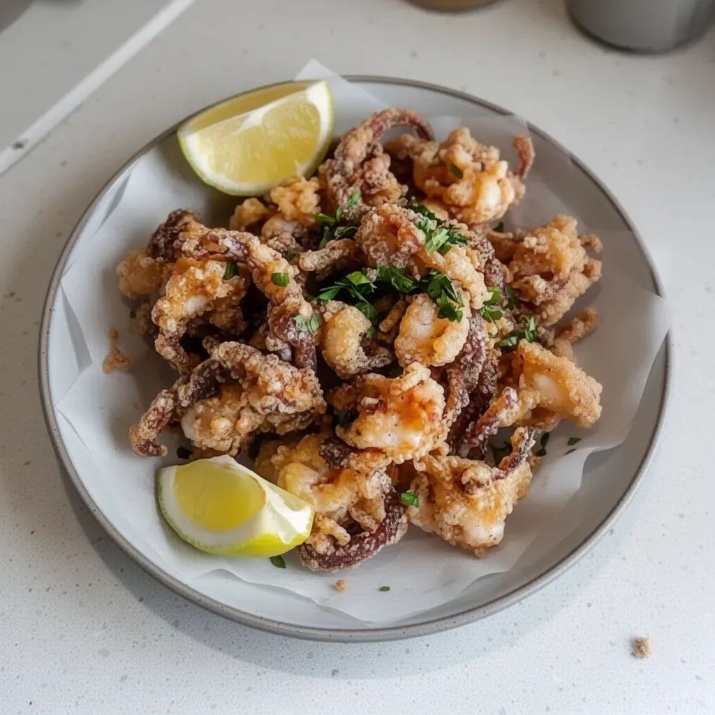Calamares fritos crujientes con sal y pimienta, un delicioso aperitivo marino