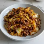 Plato de carne de res molida mongola con repollo bajo en carbohidratos