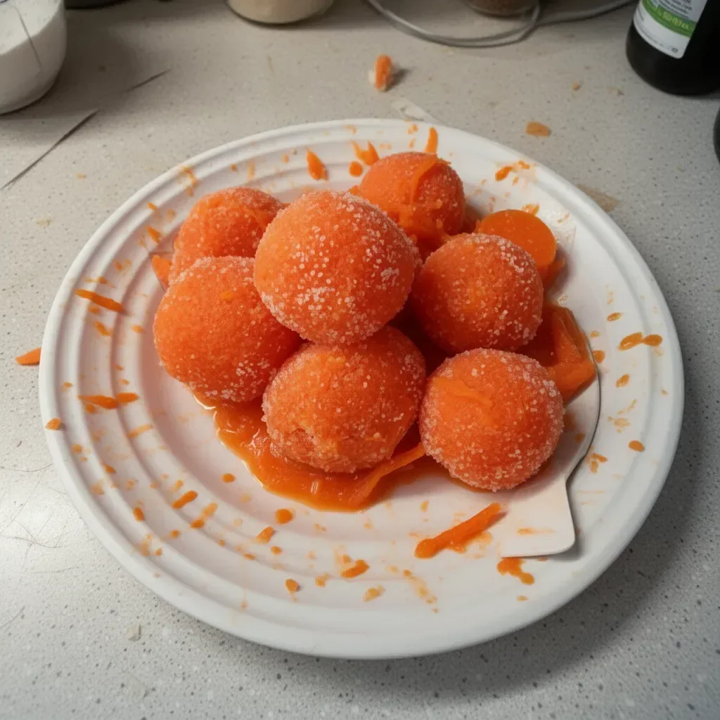 Confites de zanahoria recién preparados y decorados en un plato blanco.