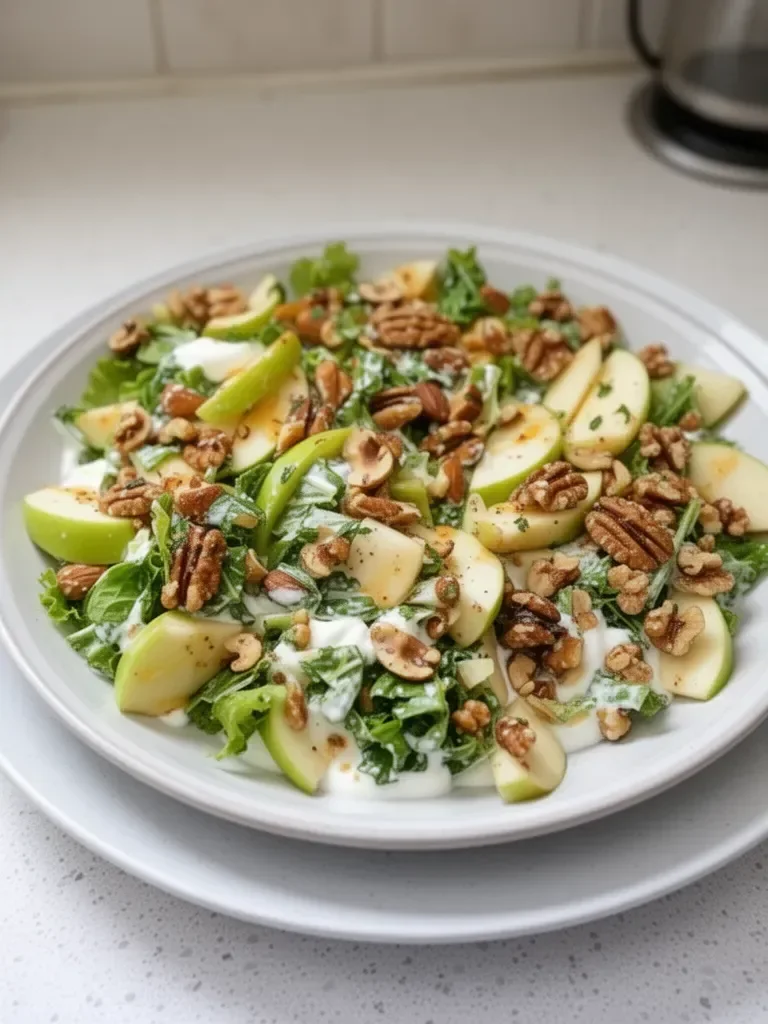Ensalada Crujiente de Manzana Verde con Nueces y Yogur Cremoso