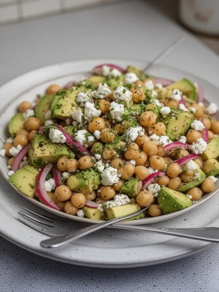 Ensalada de Garbanzos, Feta y Aguacate