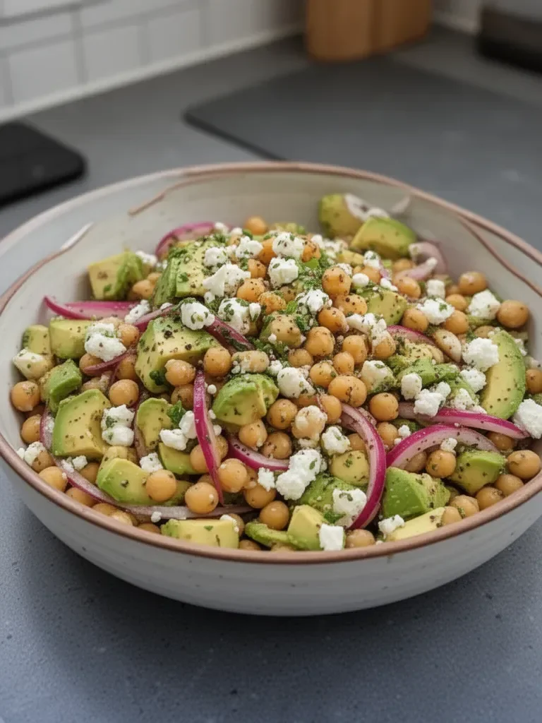 Ensalada de Garbanzos, Feta y Aguacate