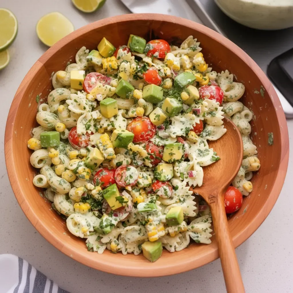 Ensalada de pasta con cilantro y lima, un plato fresco y delicioso