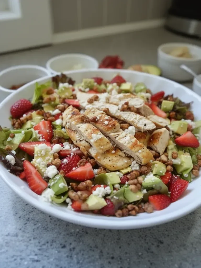Ensalada de pollo con fresas