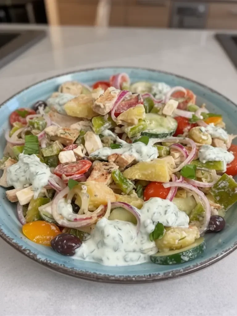 Ensalada de Pollo con Salsa Tzatziki