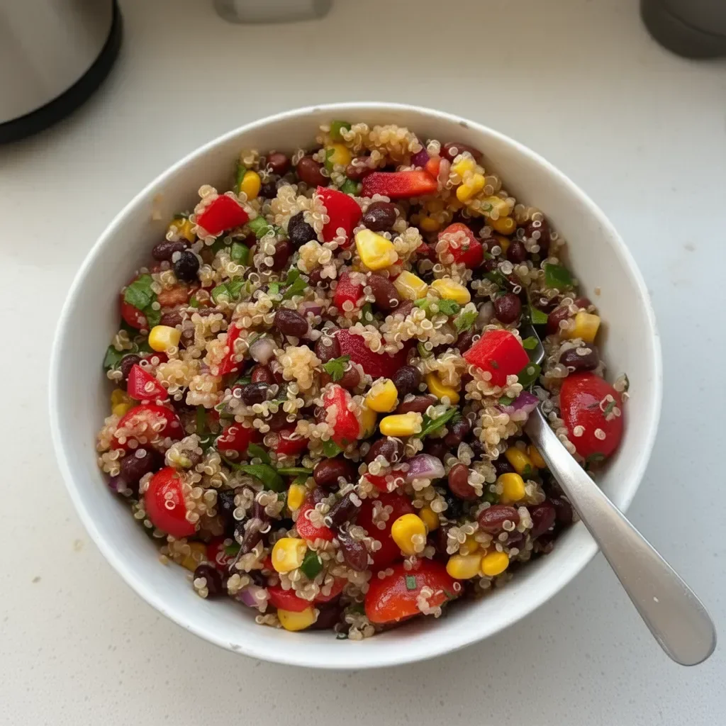 Ensalada de Quinoa del Suroeste con ingredientes frescos y coloridos