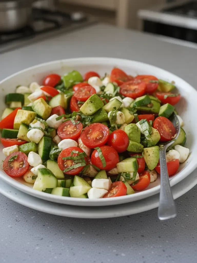 Ensalada de Tomate, Pepino y Mozzarella