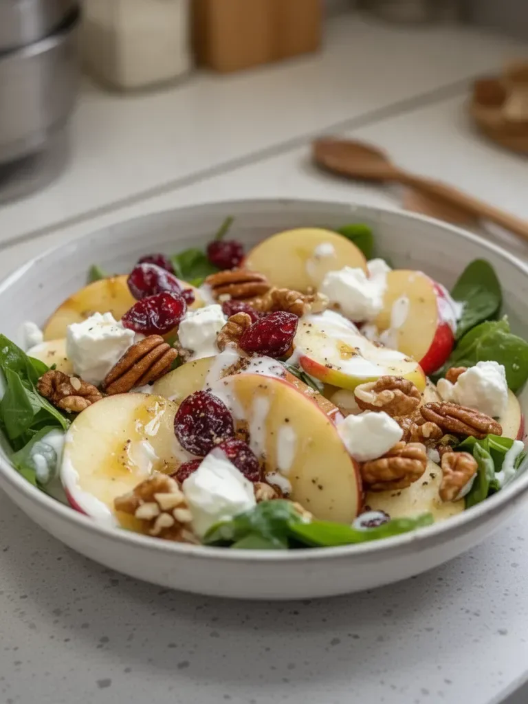 Fresh apple salad with yogurt and honey dressing