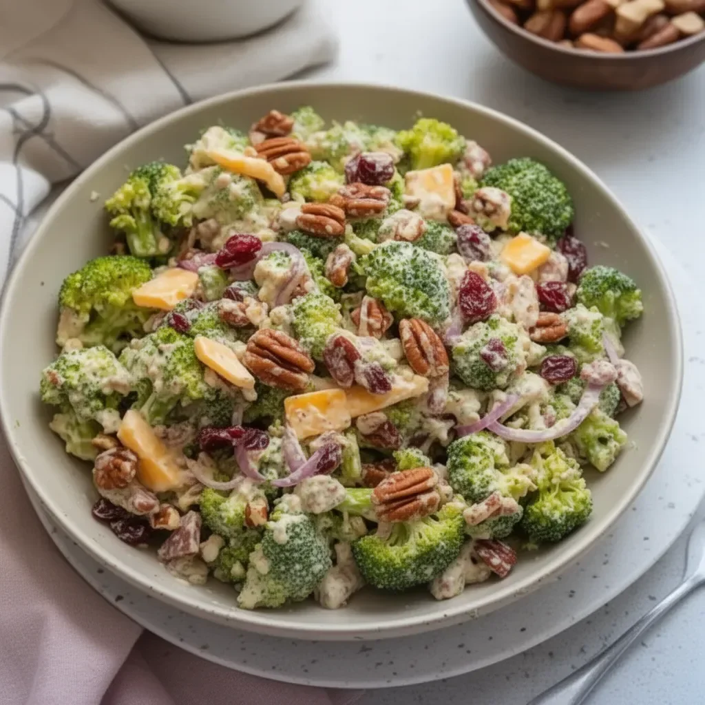 Ensalada keto de brócoli fresca y saludable