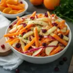 Ensalada refrescante de manzana, arándano y zanahoria en un plato colorido