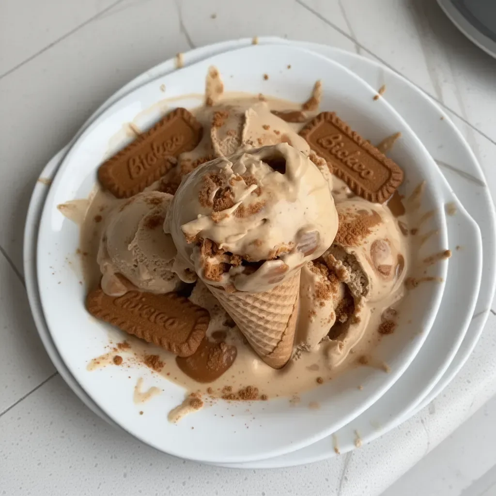 Helado Biscoff sin congelación, postre cremoso y delicioso