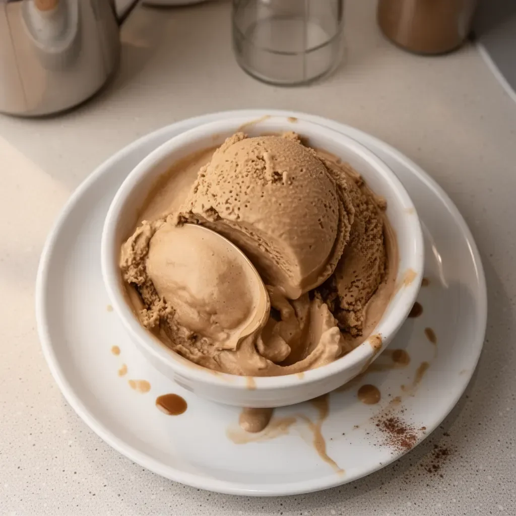 Receta de helado de café casero en un bol con café y helados