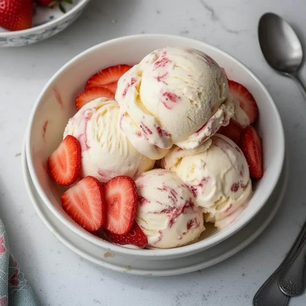 Tazón de helado de mascarpone con toppings de frutas