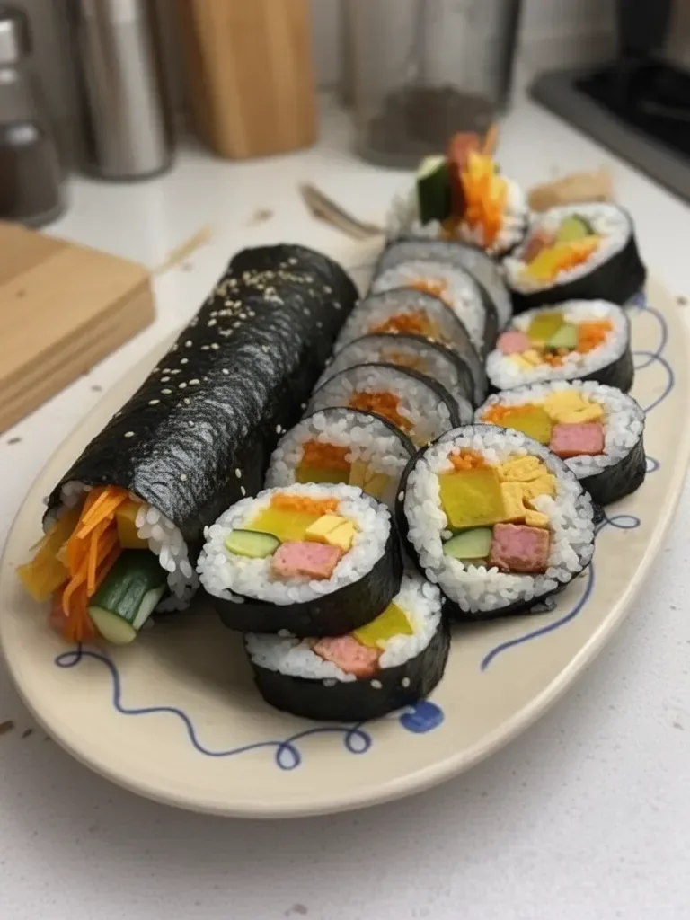 Kimbap (Rollos de Arroz con Algas Coreanas)