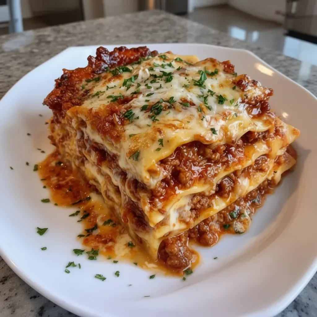 Plato de lasaña rápida y fácil preparada con ingredientes frescos y sabrosos.
