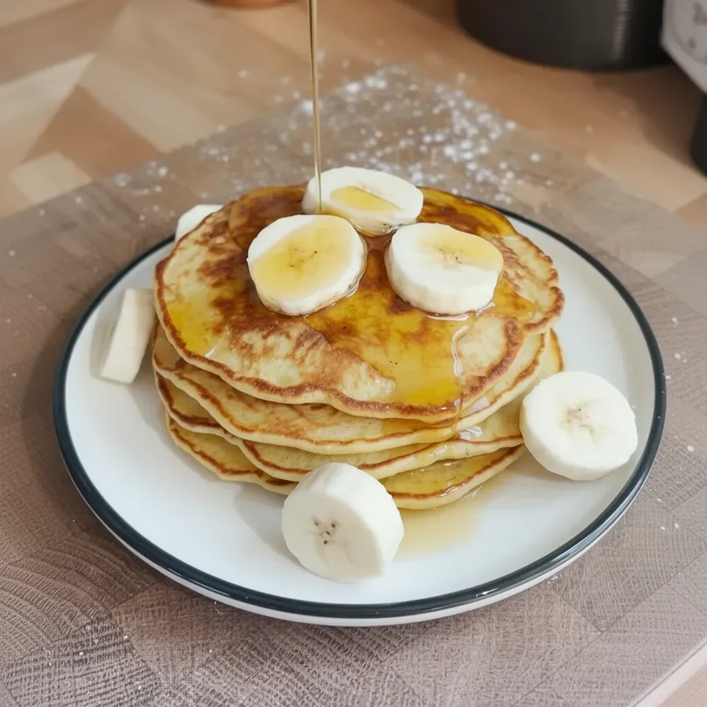 Panqueques de plátano con 3 ingredientes servidos en un plato