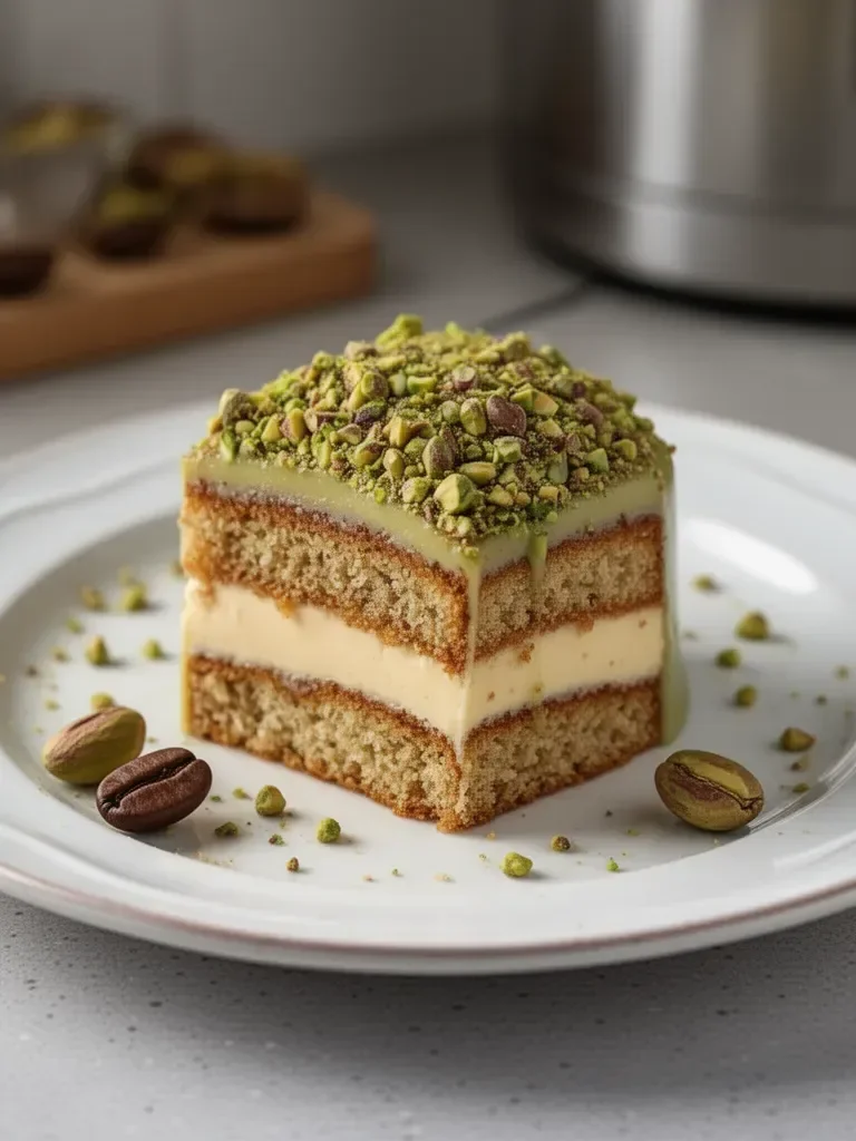 Pastel de Miga de Café y Pistacho