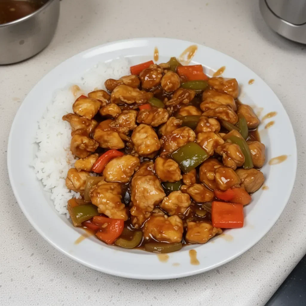Plato de Pollo Teriyaki delicioso con salsa brillante y vegetales coloridos.