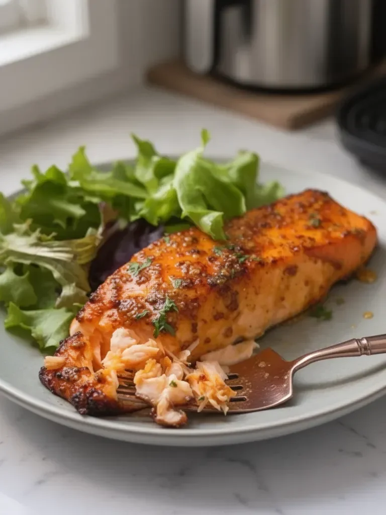 Salmón al horno con miel y mostaza en freidora de aire