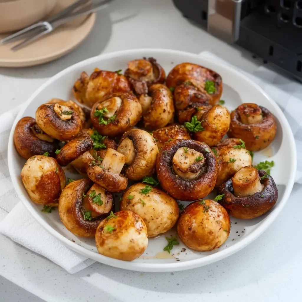 Setas cocinadas en freidora de aire, crujientes y saludables