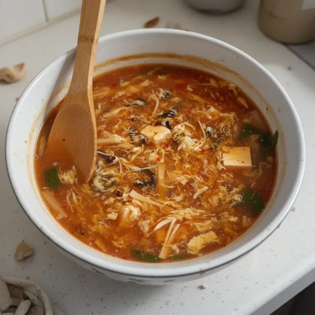 Plato de Sopa Agripicante servido en un tazón con guarniciones frescas.
