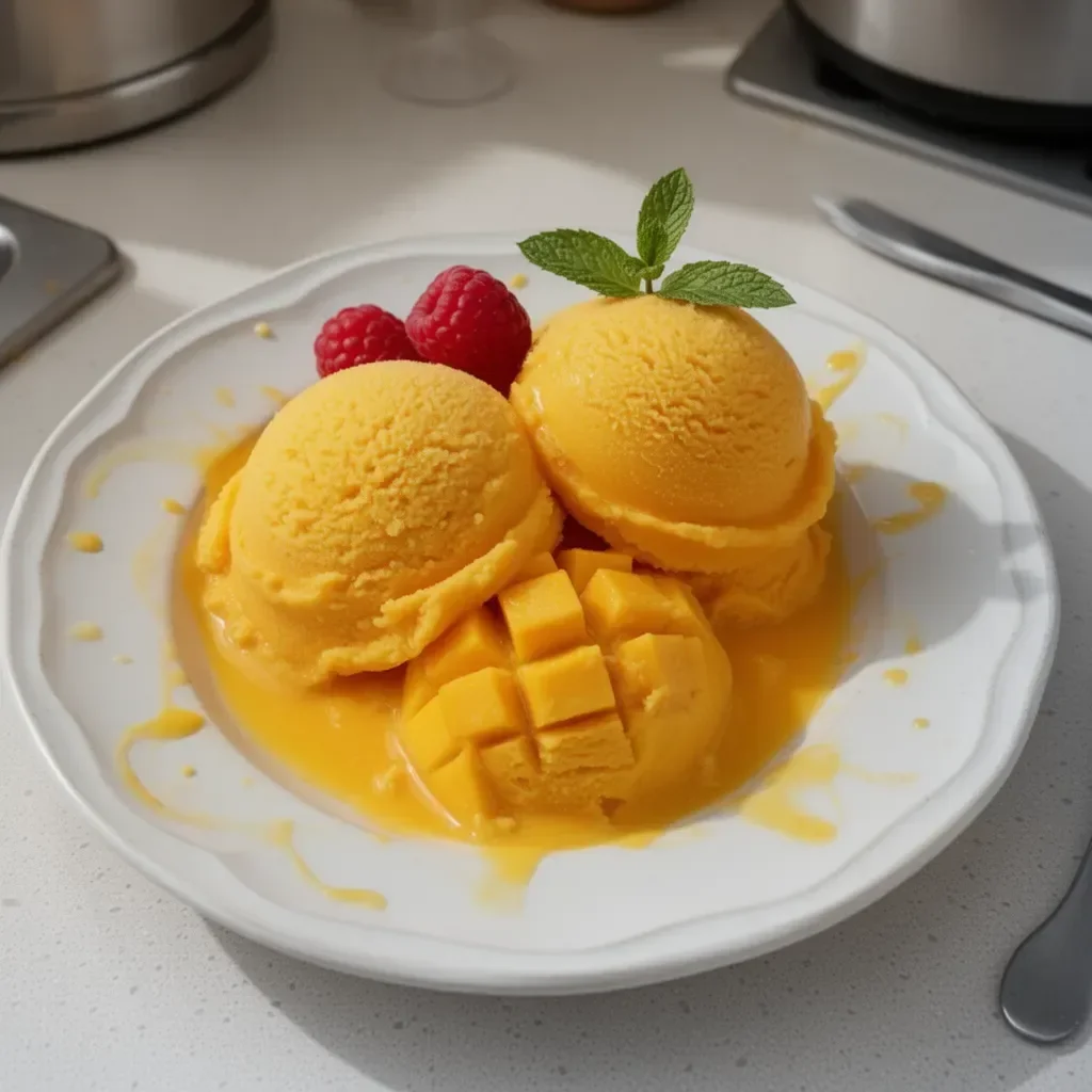 Sorbete de mango fácil y refrescante sin máquina de helados