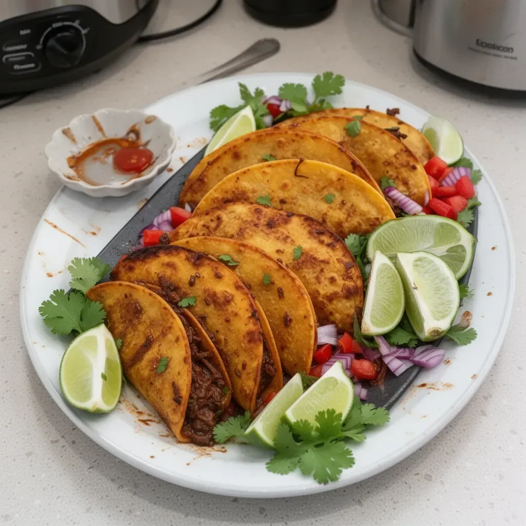 Tacos Birria Fáciles cocinados en Crock Pot