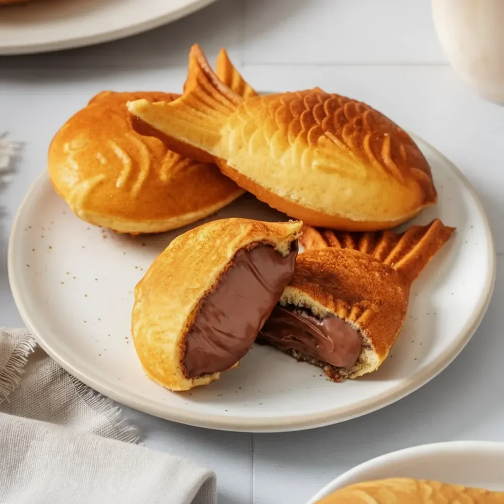 Taiyaki tradicional japonés en forma de pez con relleno dulce