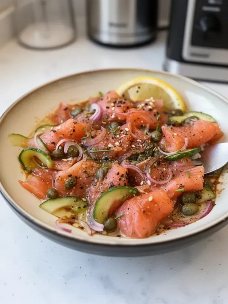 Tazón de Sashimi de Salmón con Salsa de Miso y Soja