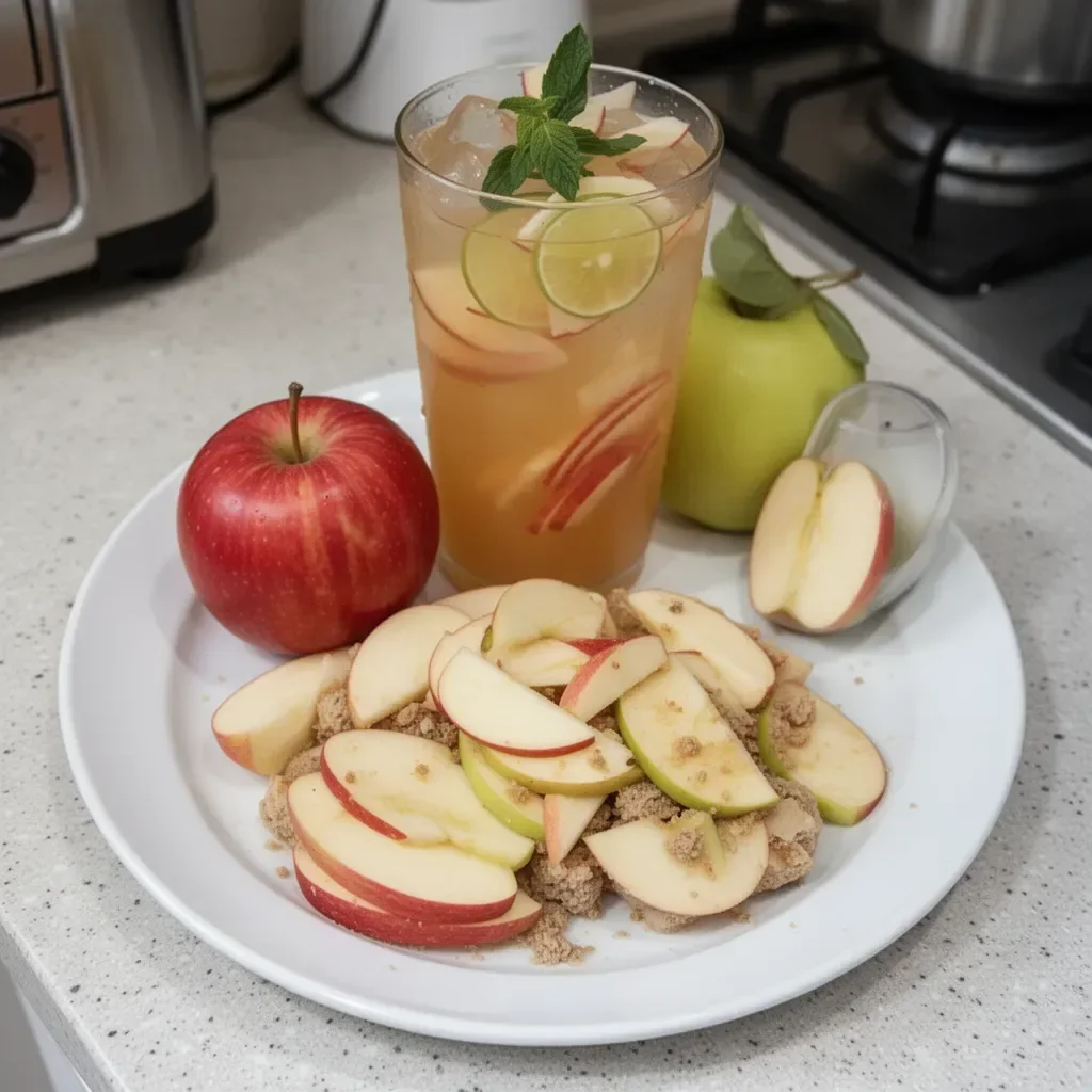 Té helado de manzanas Washington® servido en un vaso con hielo.