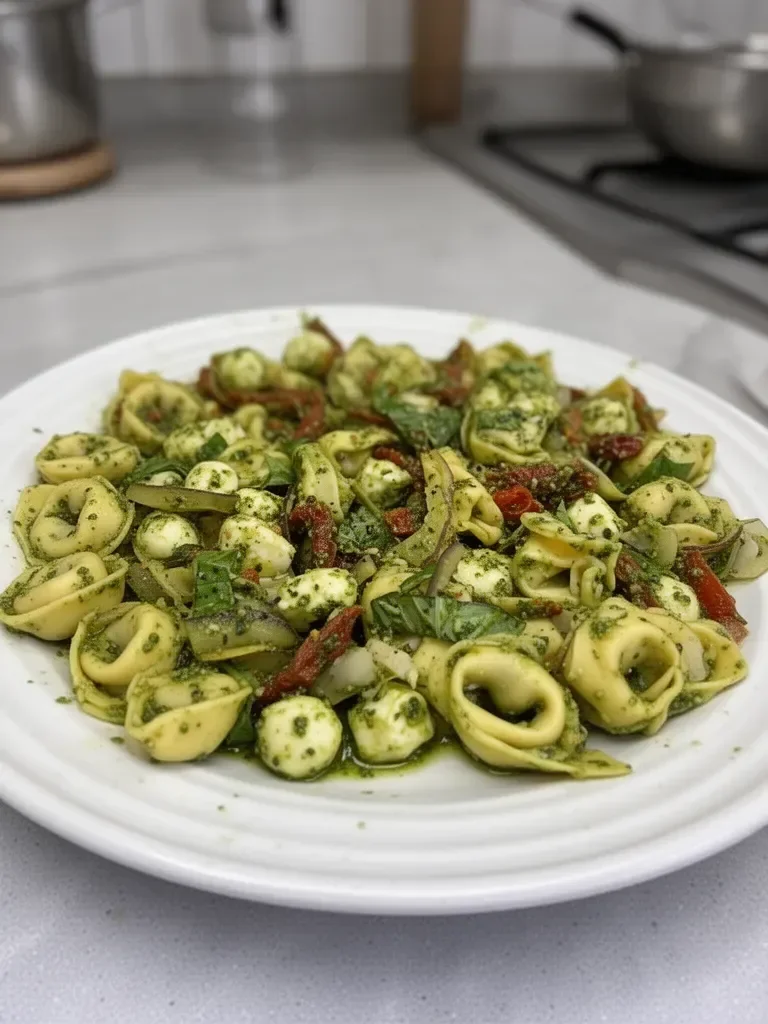 Tortellini con Pesto y Verduras