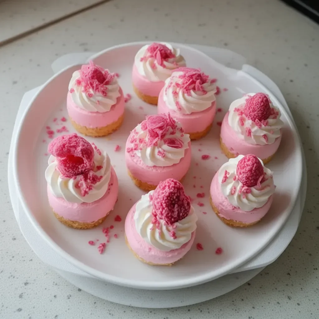 Bocaditos de queso terciopelo rosa sin hornear para una celebración festiva