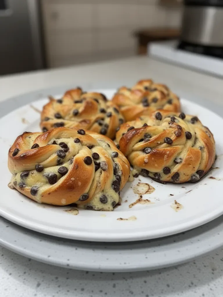 Brioses Enrollados con Crema de Vainilla y Chispas de Chocolate