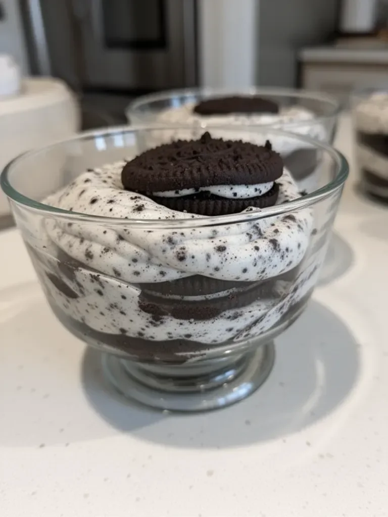 Dessert glasses of cookies and cream