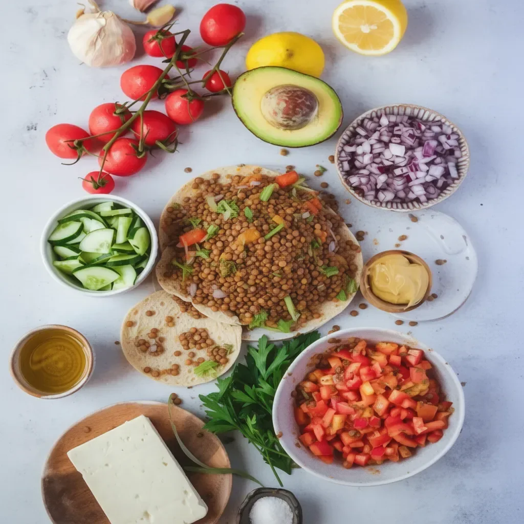 Ensalada de lentejas de bote con verduras frescas y aliño