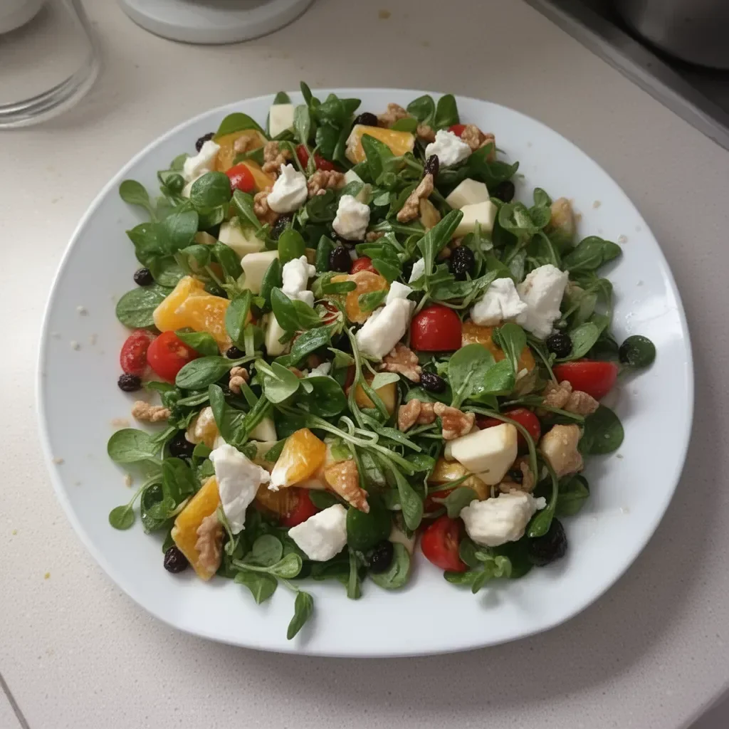 Plato de ensalada fresca con verduras y aderezo saludable