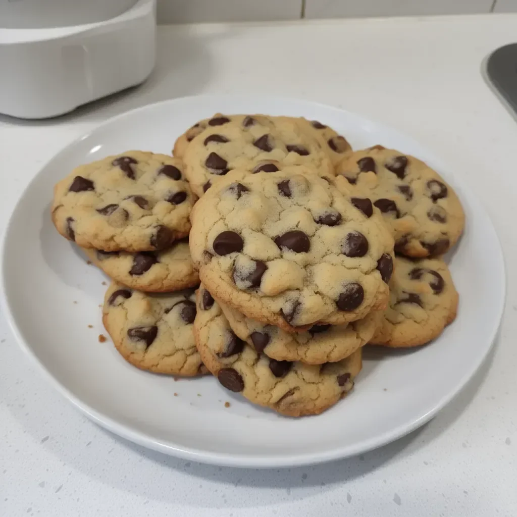Deliciosas galletas cookies caseras recién horneadas en una bandeja