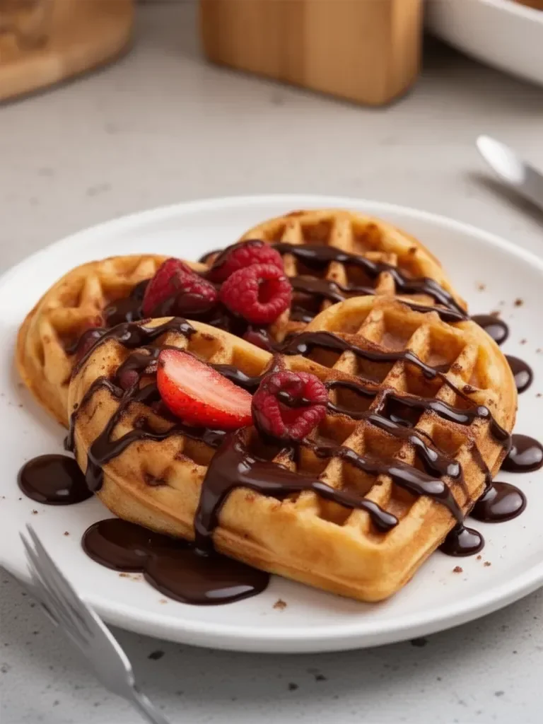 La Mejor Receta de Gofre con Forma de Corazón y Salsa de Chocolate