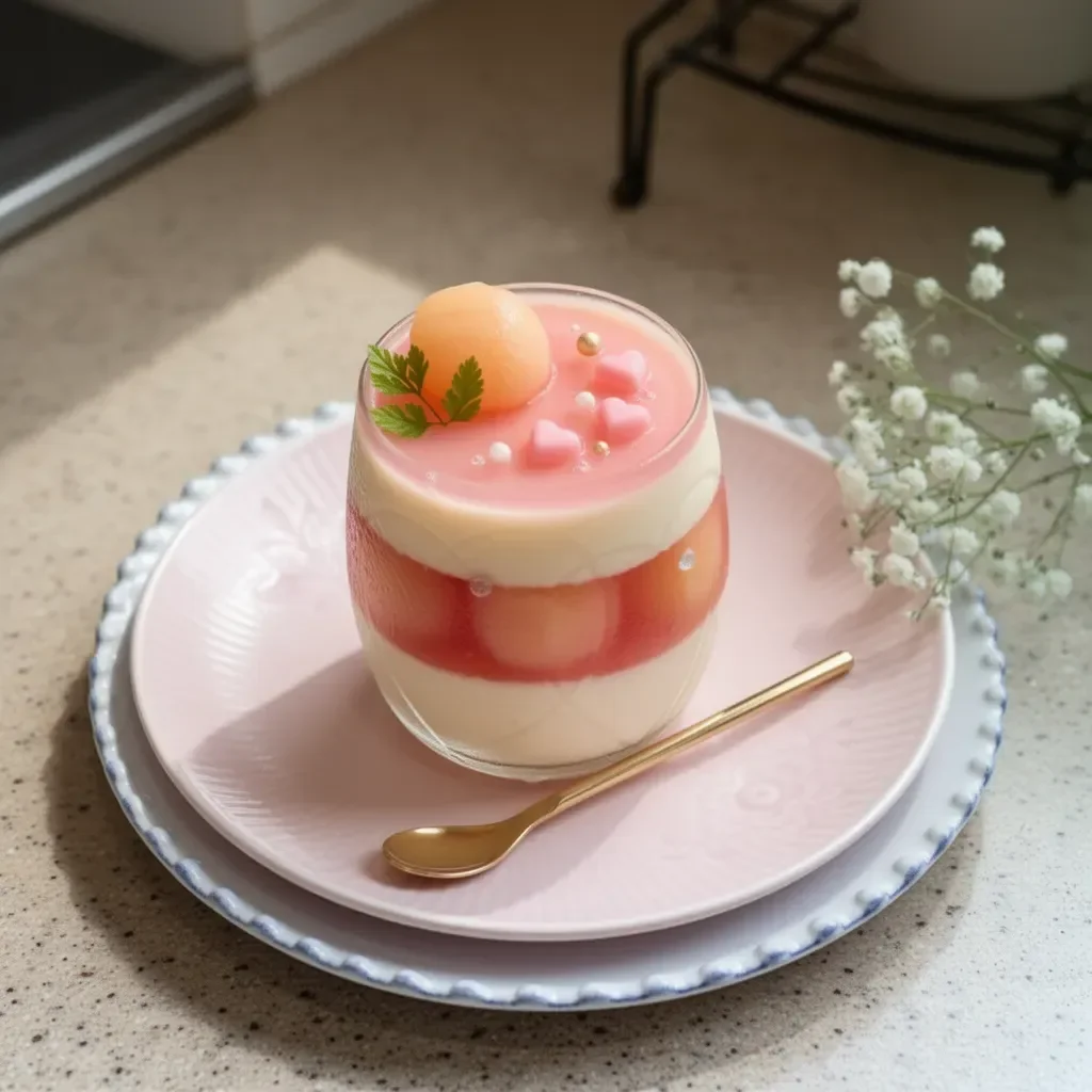 Mousse de durazno cremosa y deliciosa en un bowl.