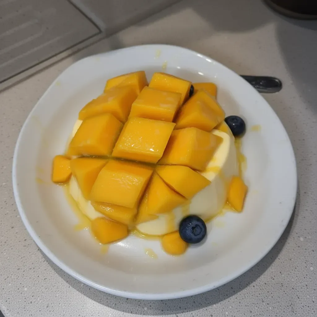 Panna Cotta de Mango sin horno, un postre delicioso y cremoso que se derrite en la boca.