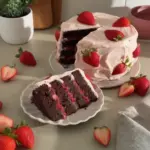 Pastel de chocolate y fresa