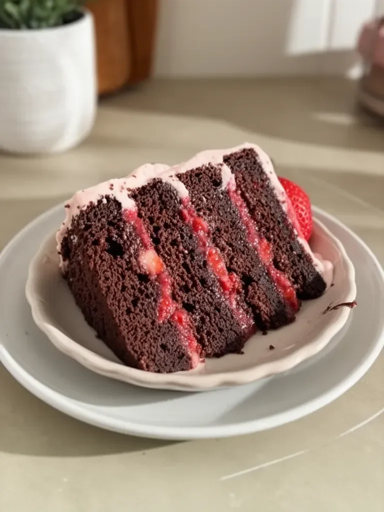 Pastel de chocolate y fresa
