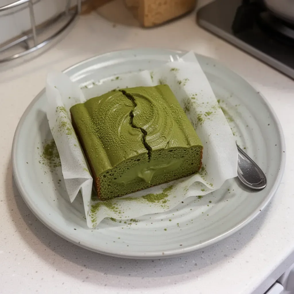 Pastel de matcha japonés decorado con colores suaves y vibrantes