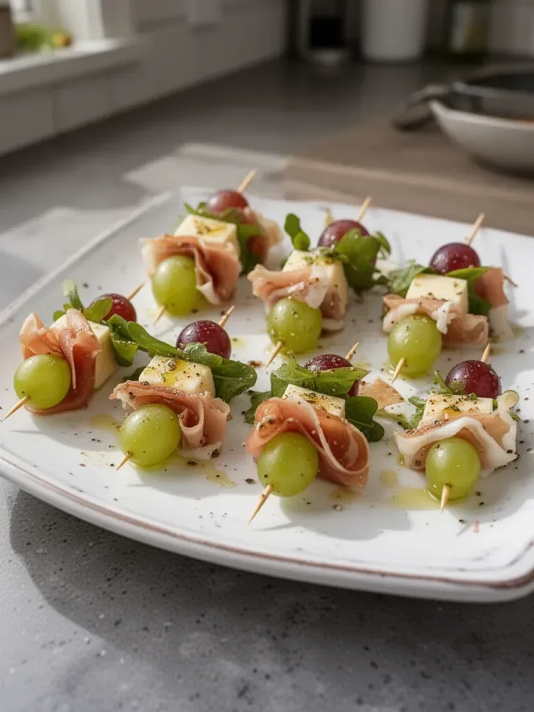 Pinchos de Queso y Uvas